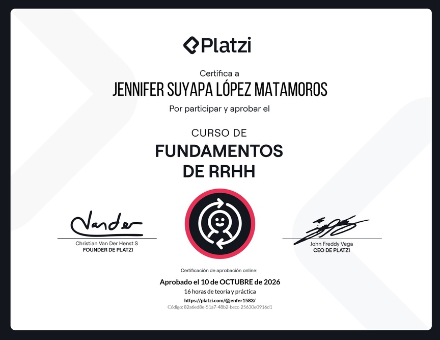 Diploma del Curso de Fundamentos de Recursos Humanos