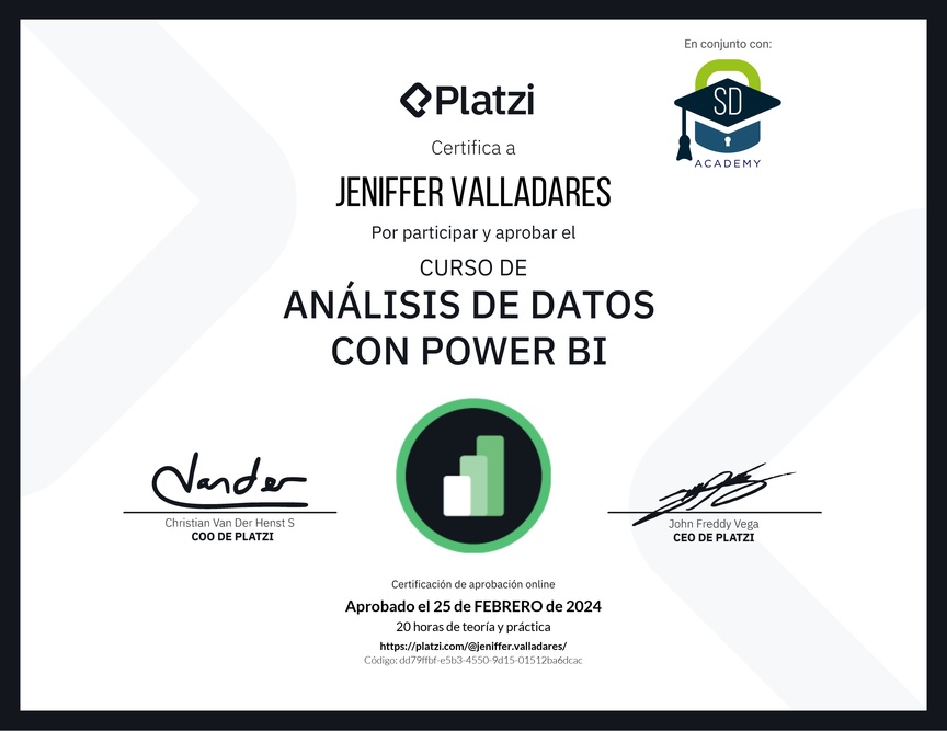 Diploma del Curso de Análisis de Datos con Power BI