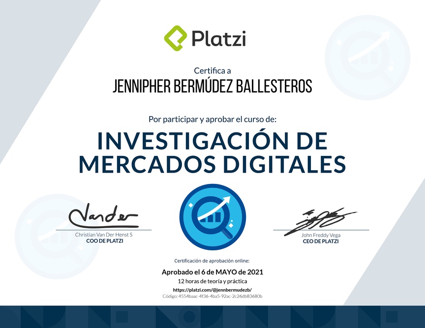 Diploma del Curso de Investigación de Mercados Digitales