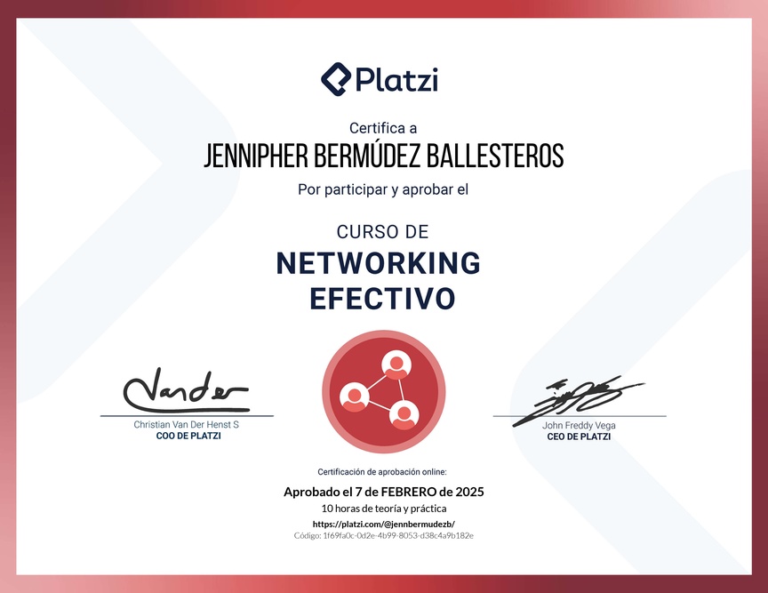 Diploma del Curso de Networking para Construir tu Red de Contactos
