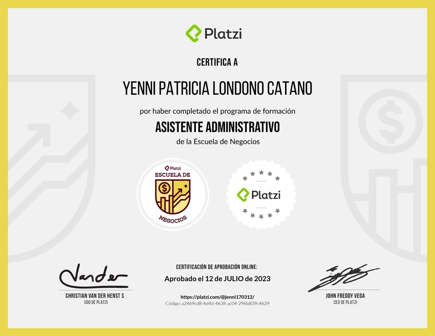 Diploma de la Ruta de Aprendizaje de Asistente Administrativo