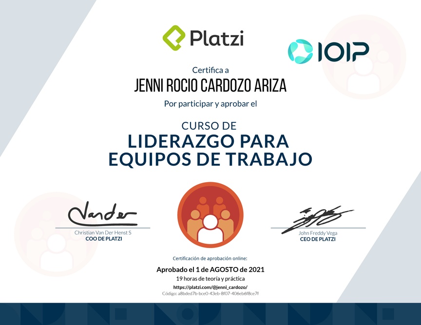Diploma del Curso de Liderazgo para Equipos de Trabajo