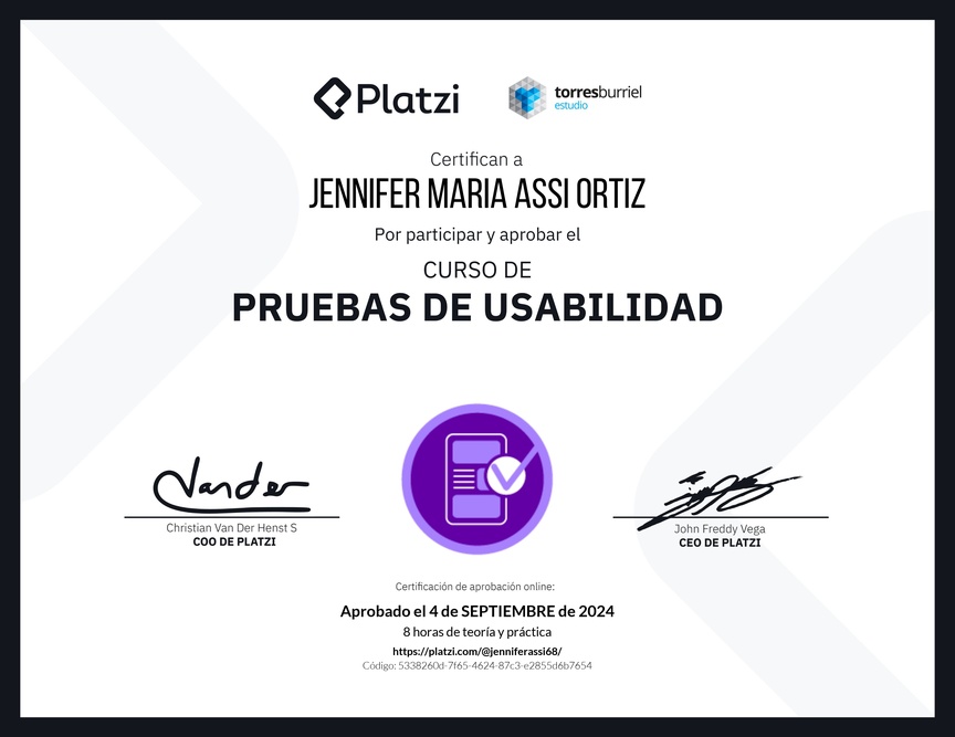Diploma del Curso de Pruebas de Usabilidad
