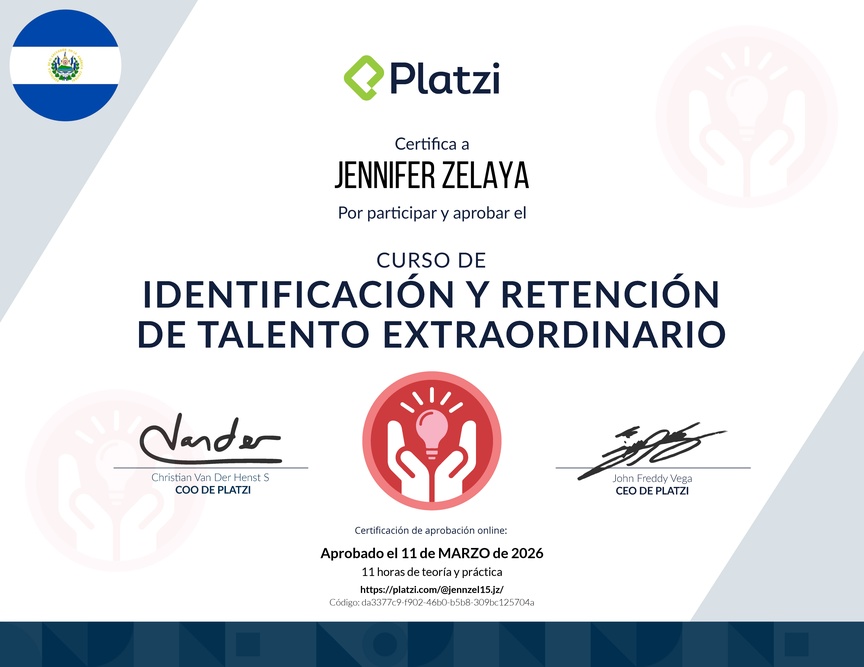 Diploma del Curso de Identificación y Retención de Talento en tu Empresa