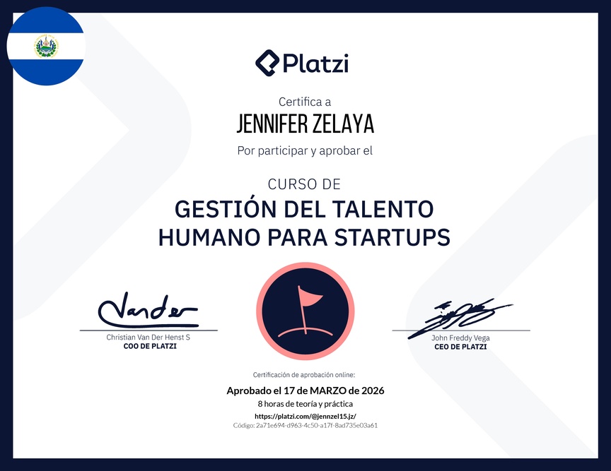 Diploma del Curso de Gestión del Talento Humano para Startups