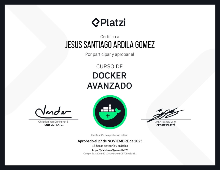 Diploma del Curso de Docker Avanzado