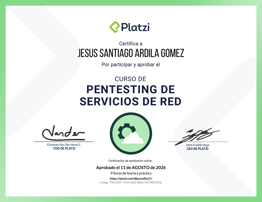 Diploma del Curso de Hacking: Servicios de Red