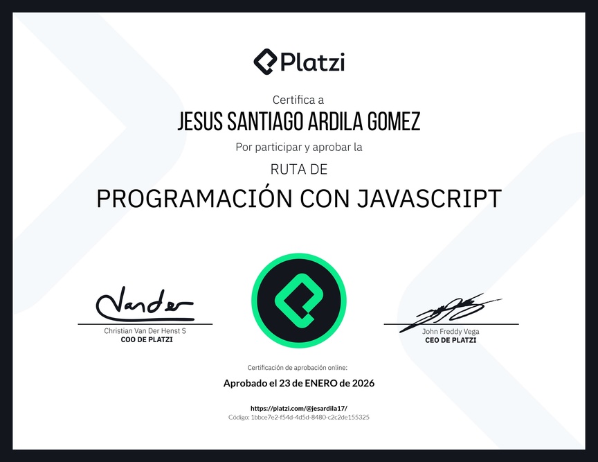 Diploma de la Ruta de Aprendizaje de Programación con JavaScript