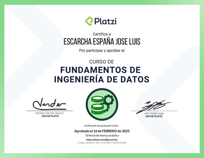 Diploma del Curso de Fundamentos de Ingeniería de Datos