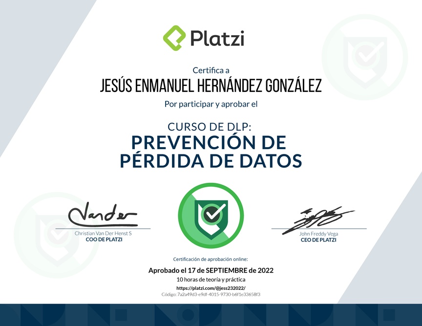 Diploma del Curso de DLP: Prevención de Pérdida de Datos