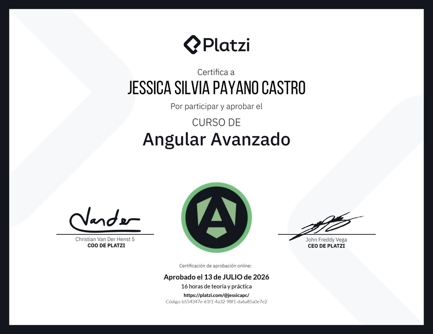 Diploma del Curso de Angular Avanzado