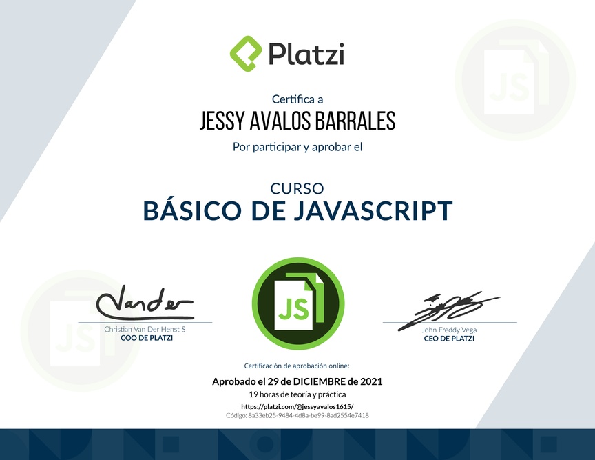 Diploma del Curso Básico de JavaScript