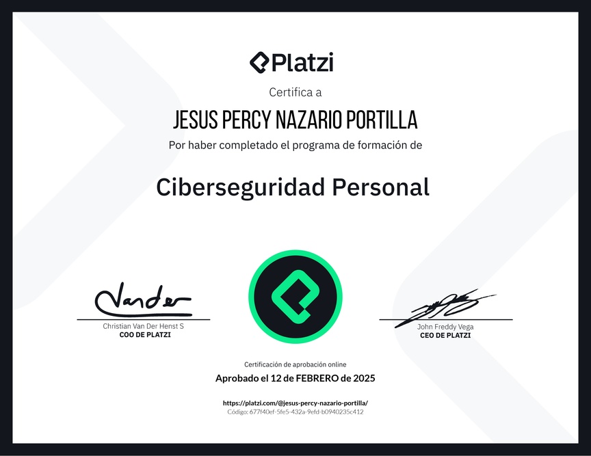 Diploma de la Ruta de Aprendizaje de Ciberseguridad Personal