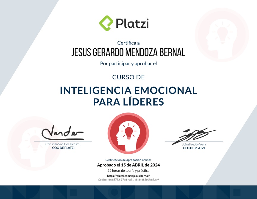 Diploma del Curso de Inteligencia Emocional para Líderes