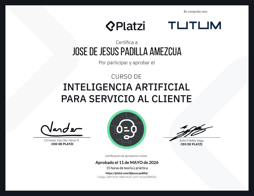 Diploma del Curso de Inteligencia Artificial para Servicio al Cliente