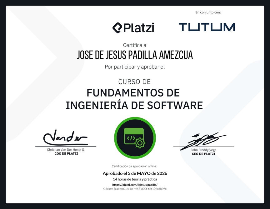 Diploma del Curso de Fundamentos de Ingeniería de Software