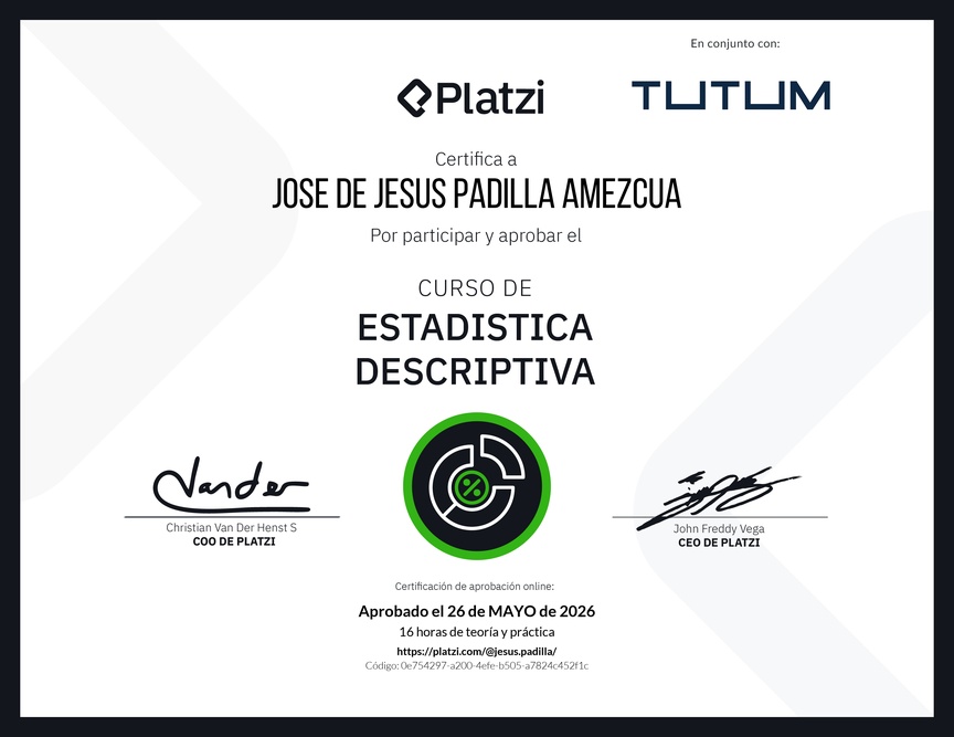Diploma del Curso de Estadística Descriptiva