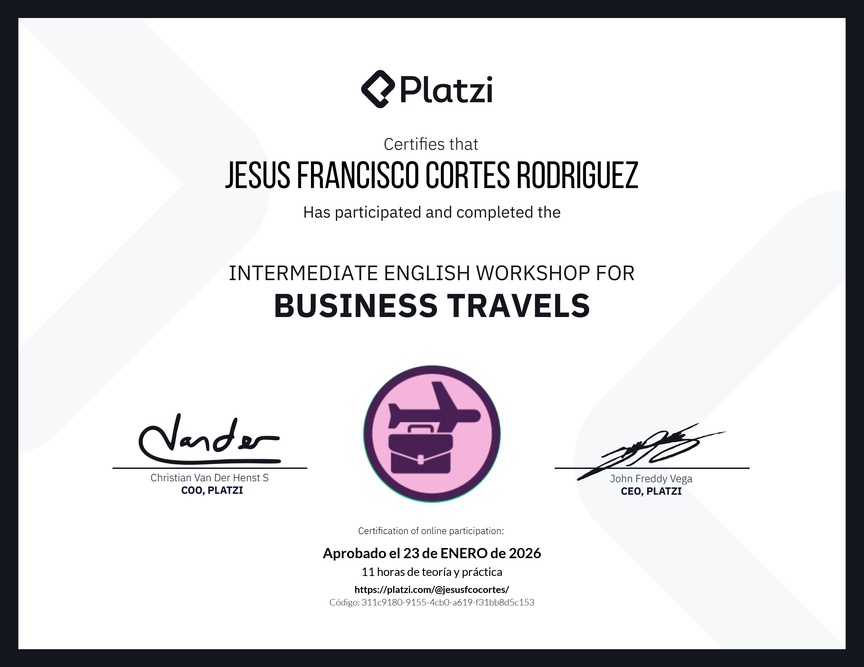 Diploma del Curso de Inglés Práctico para Viajes de Negocios