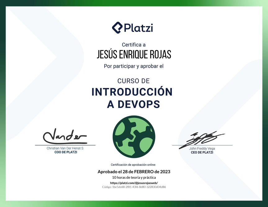 Diploma del Curso de Introducción a DevOps