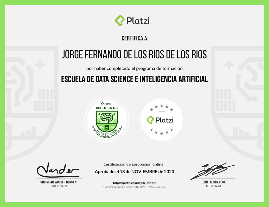 Diploma de la Ruta de Aprendizaje de Data e Inteligencia Artificial