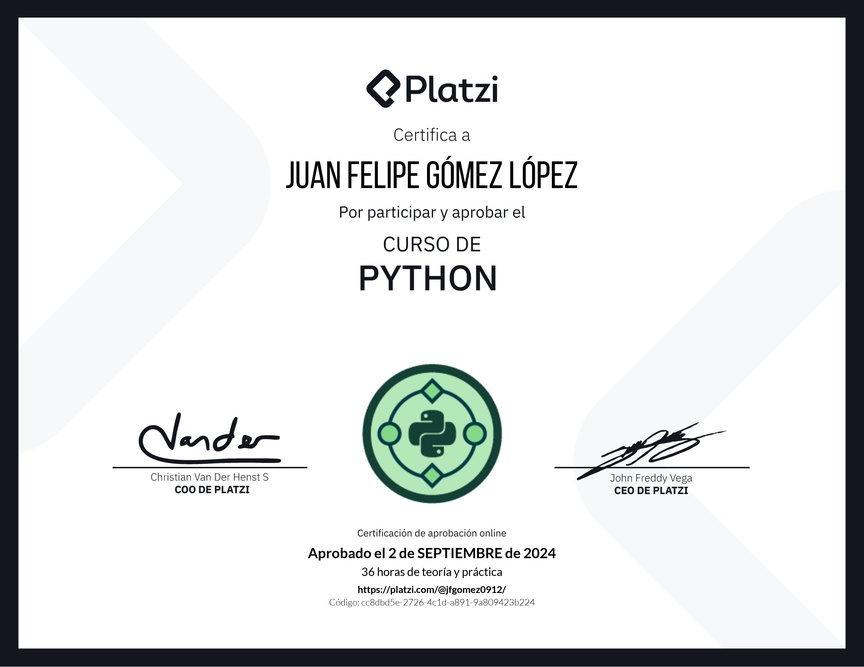 Diploma del Curso de Python