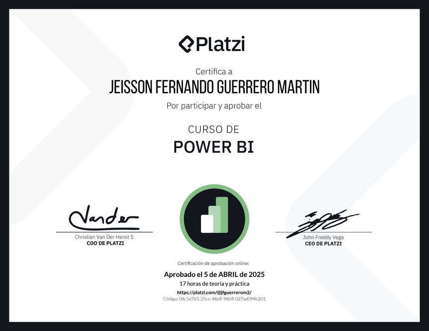 Diploma del Curso de Power BI
