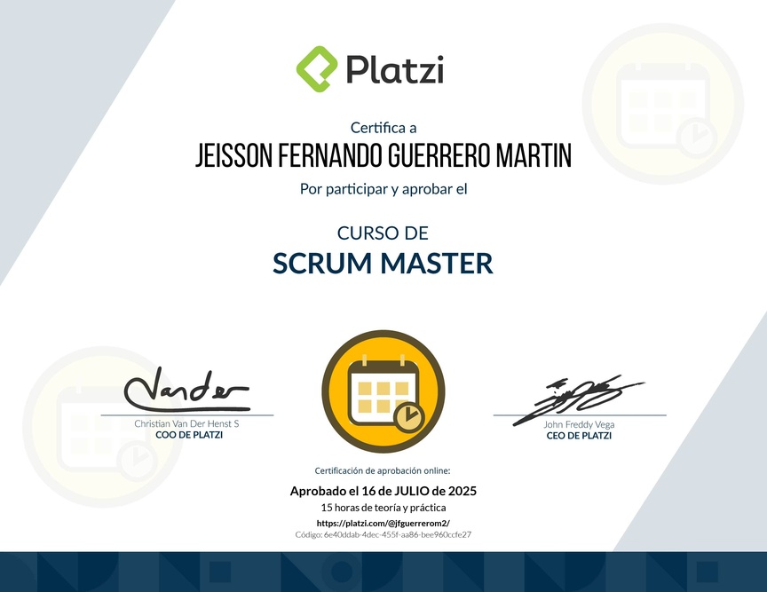 Diploma del Curso de Scrum Master
