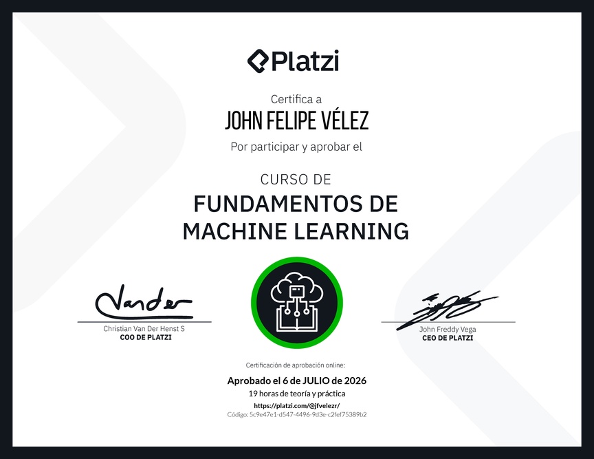 Diploma del Curso de Fundamentos de Machine Learning
