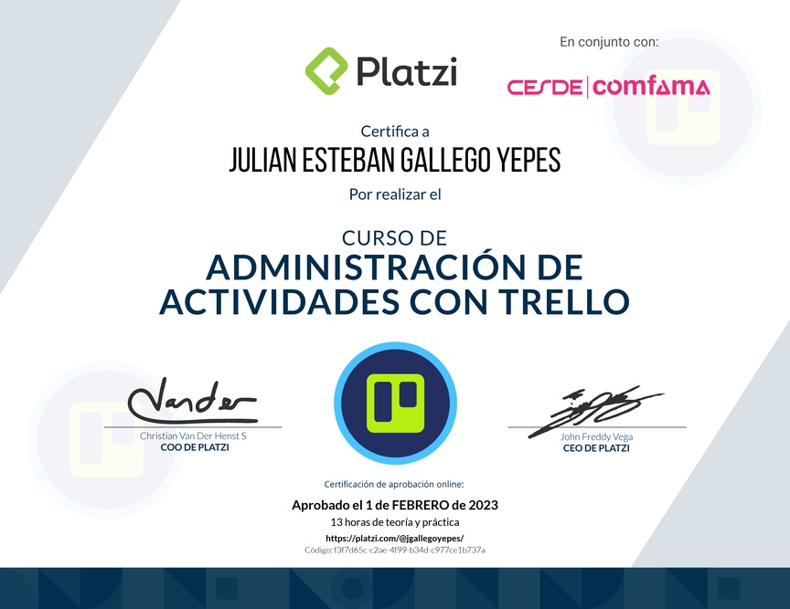 Diploma del Curso de Trello