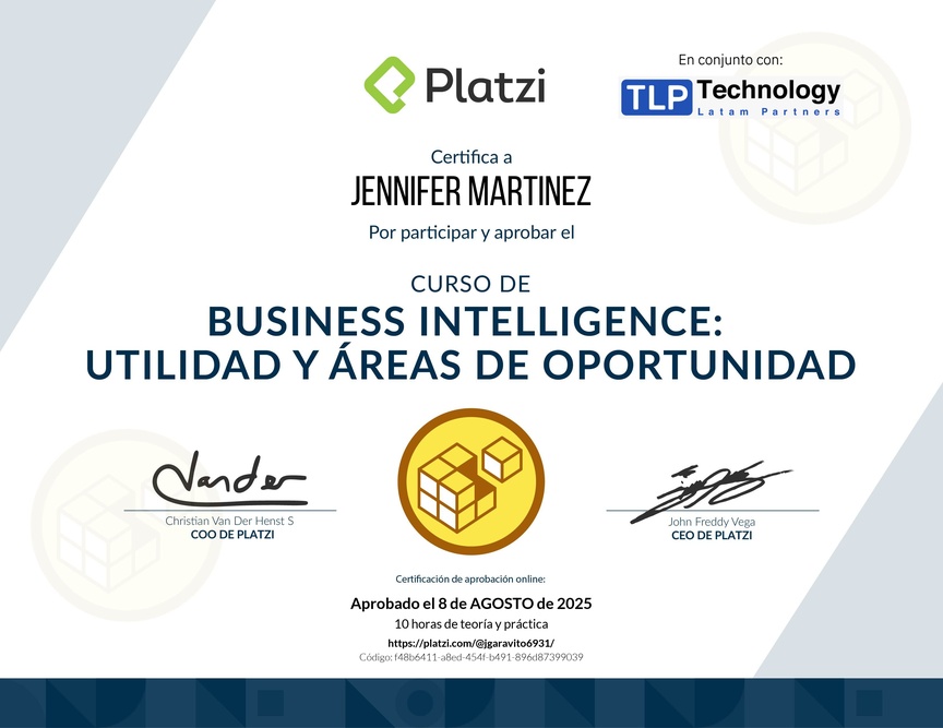 Diploma del Curso de Business Intelligence: Utilidad y Áreas de Oportunidad