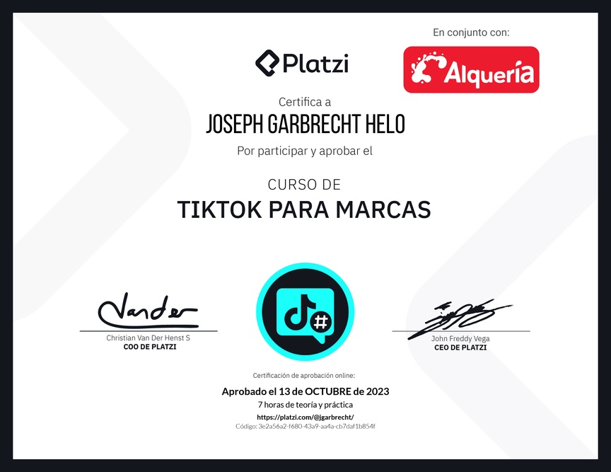 Diploma del Curso de Optimización de Estrategias de Marca en TikTok