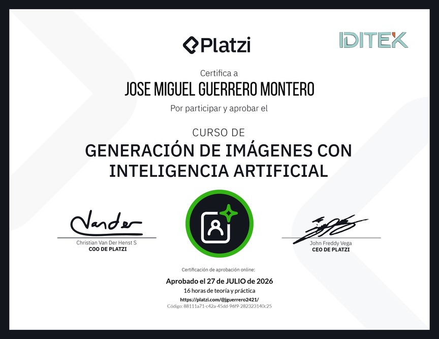 Diploma del Curso de Generación de Imágenes con Inteligencia Artificial