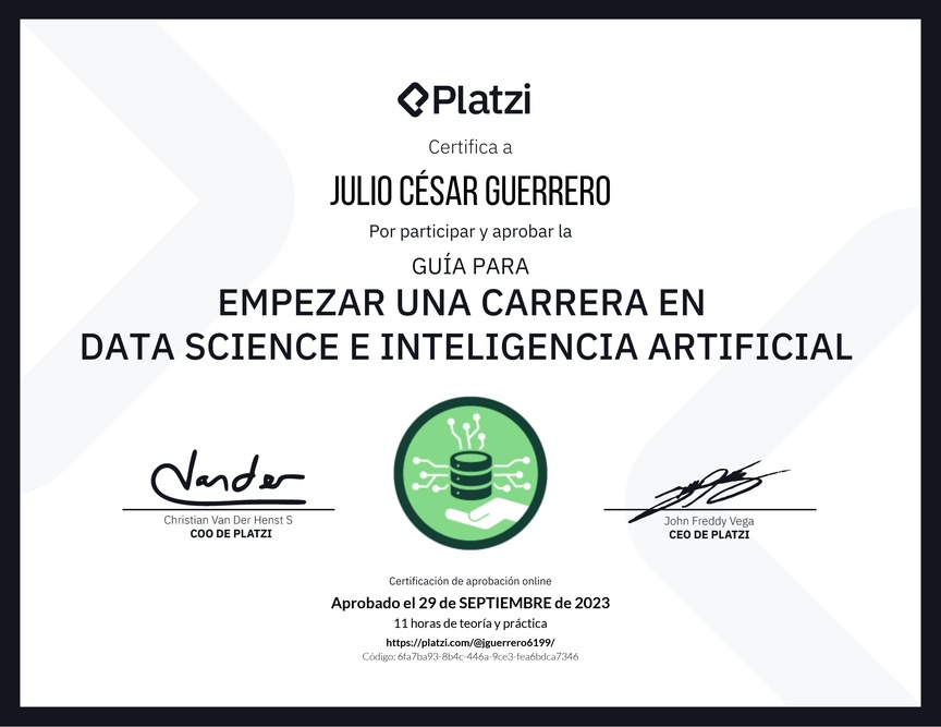 Diploma de Guía para Empezar una Carrera en Data Science e Inteligencia Artificial