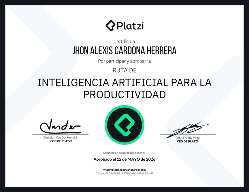Diploma de la Ruta de Aprendizaje de Inteligencia Artificial para la Productividad