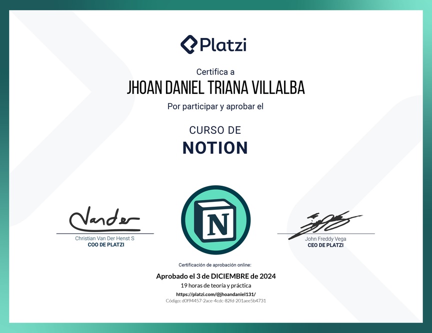 Diploma del Curso de Notion