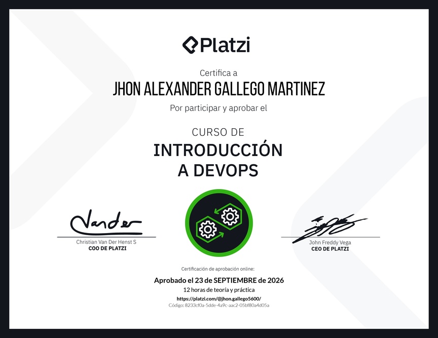 Diploma del Curso de Introducción a DevOps