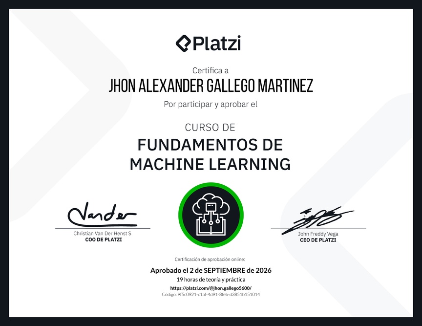 Diploma del Curso de Fundamentos de Machine Learning