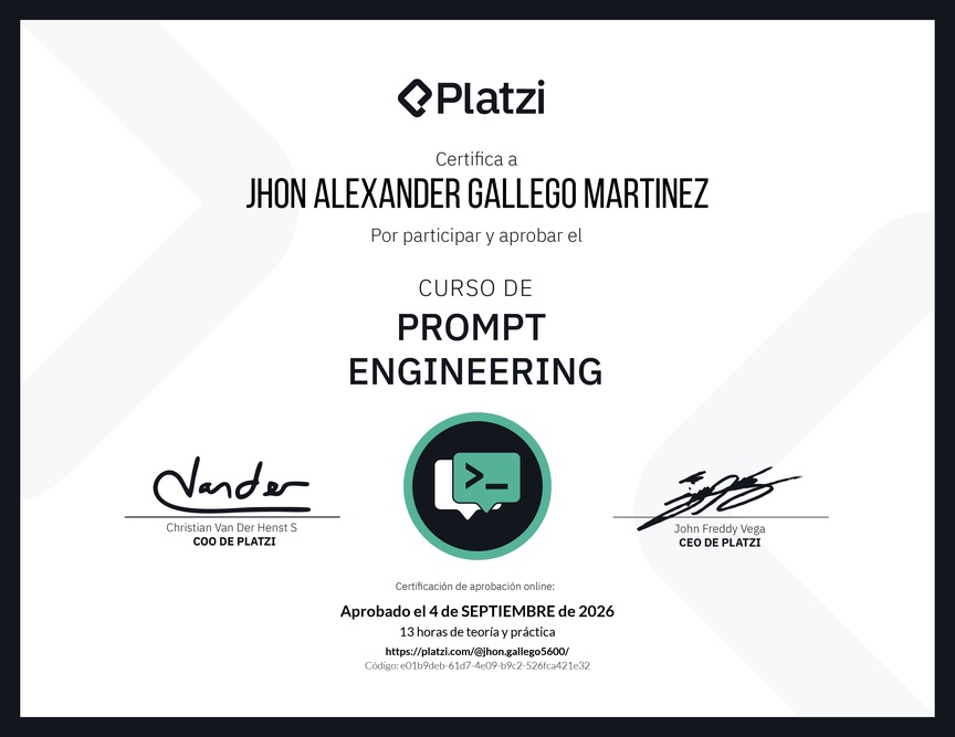 Diploma del Curso de Prompt Engineering