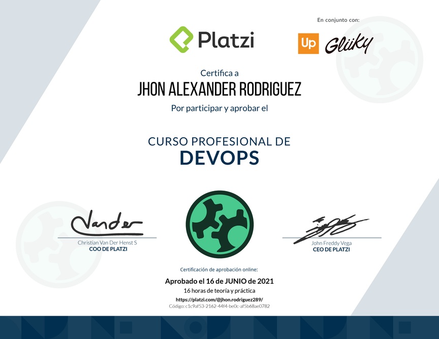 Diploma del Curso Profesional de DevOps