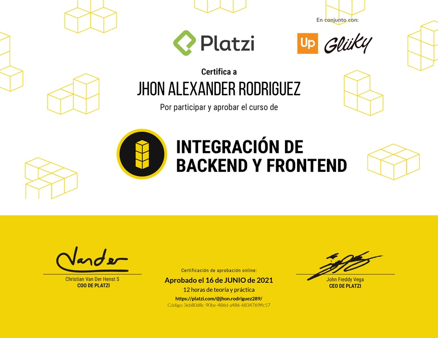 Diploma del Curso de Integración de Backend y Frontend