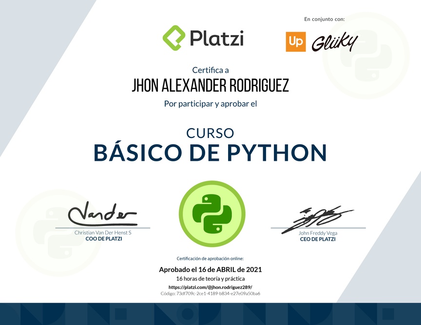 Diploma del Curso Básico de Python