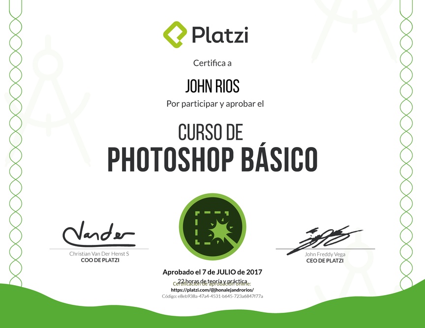 Diploma del Curso Básico de Photoshop 2015