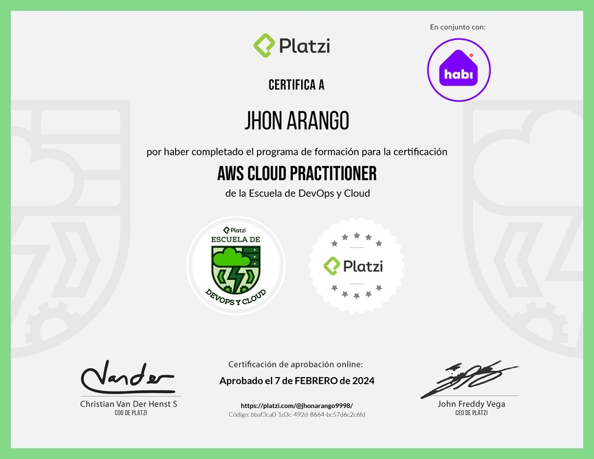Diploma de la Ruta de Aprendizaje de Certificación de AWS Cloud Practitioner