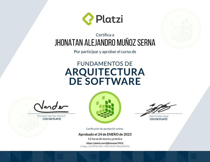 Diploma de Fundamentos de Arquitectura de Software (2018)