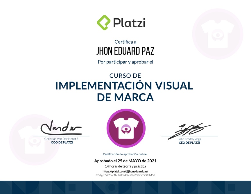 Diploma del Curso de Implementación Visual de Marca