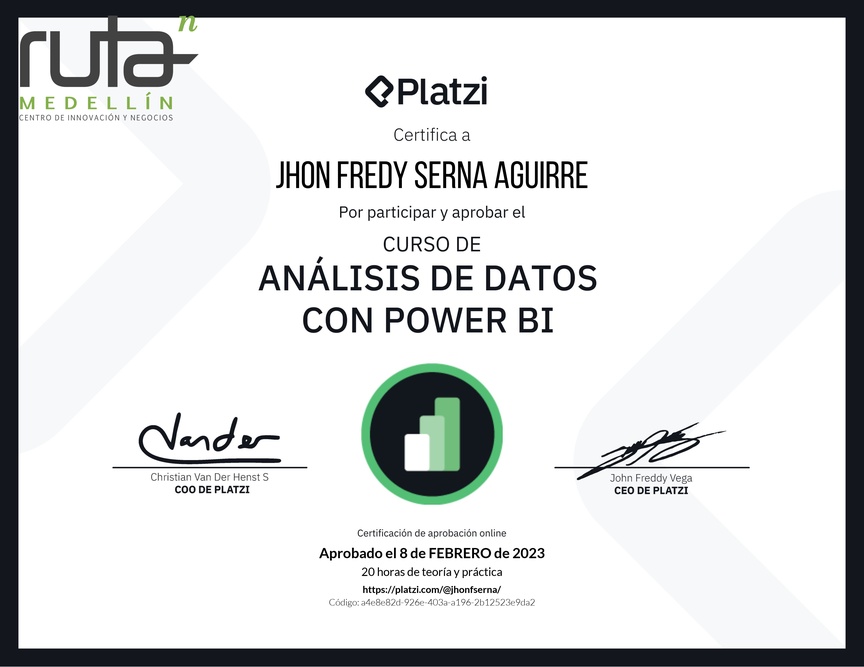 Diploma del Curso de Análisis de Datos con Power BI