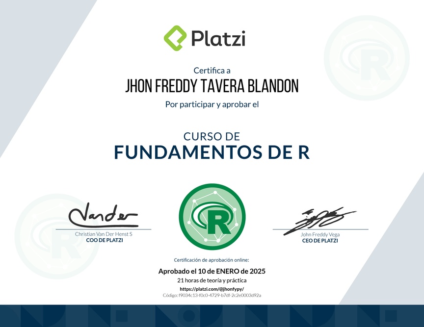 Diploma del Curso de Fundamentos de R