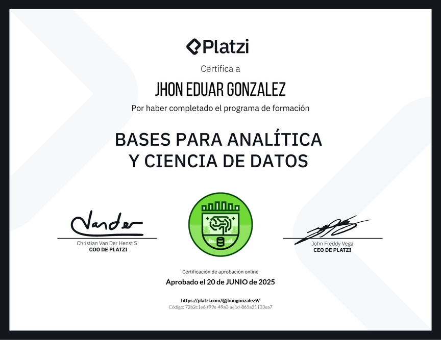 Diploma de la Ruta de Aprendizaje de Bases para Analítica y Ciencia de Datos
