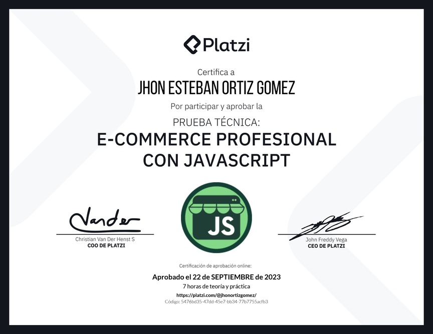 Diploma de Prueba Técnica: E-commerce Profesional con JavaScript