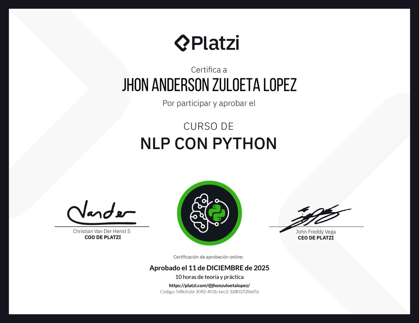 Diploma del Curso de NLP con Python